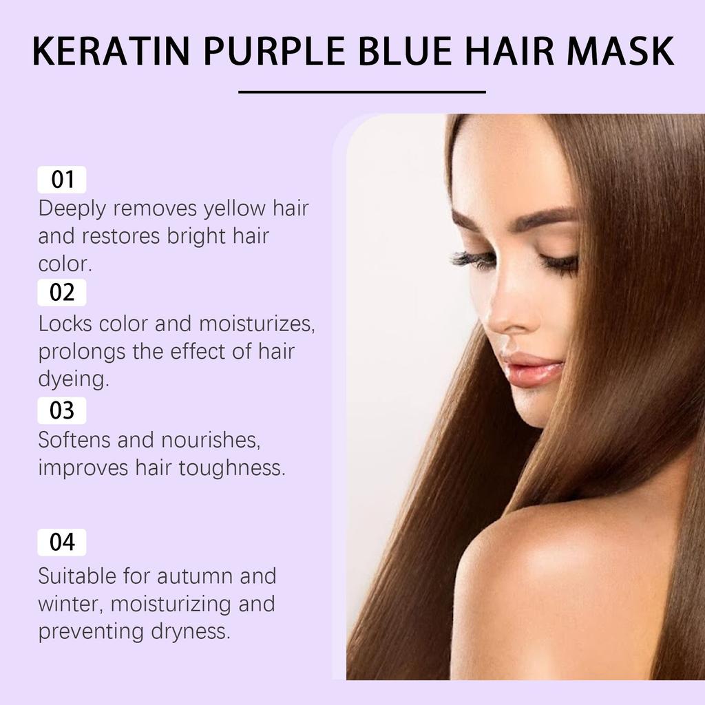 Keratin Purple Hair Mask Nourishes, Moisturizes And Protects Hair With Mild, Moist, Soft And Glossy Hair Mask