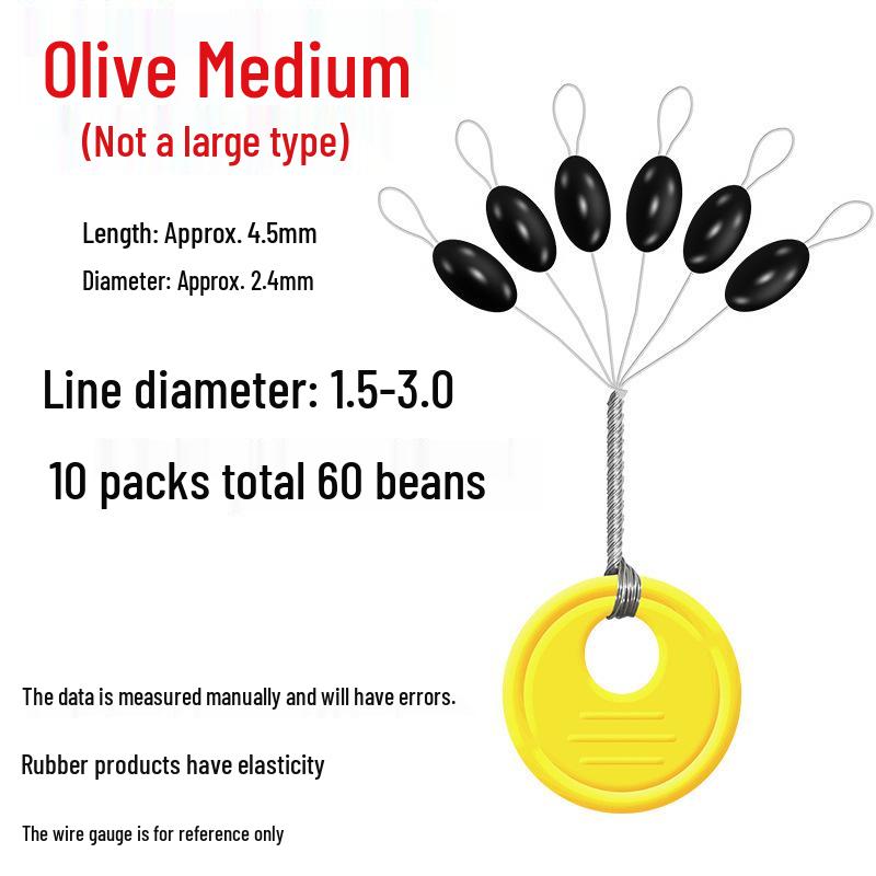 Olive-Shaped Silicone Fishing Beads - 100 Sets of Small Space-Saving Tackle Accessories