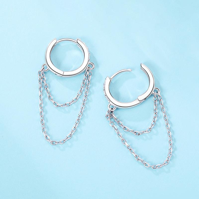 barbie Earrings Original Design Double Chain Earrings, High-end Temperament, Ins Style and Exquisite Love, 925 Silver Synthetic Cubic ZJYES-YS-212