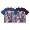 Cross-border trendy brand GS Skull Band Alphabet Printing Washing Water Short Sleeve Loose T-Shirt Men's and Women's High Street Retro Half Sleeve