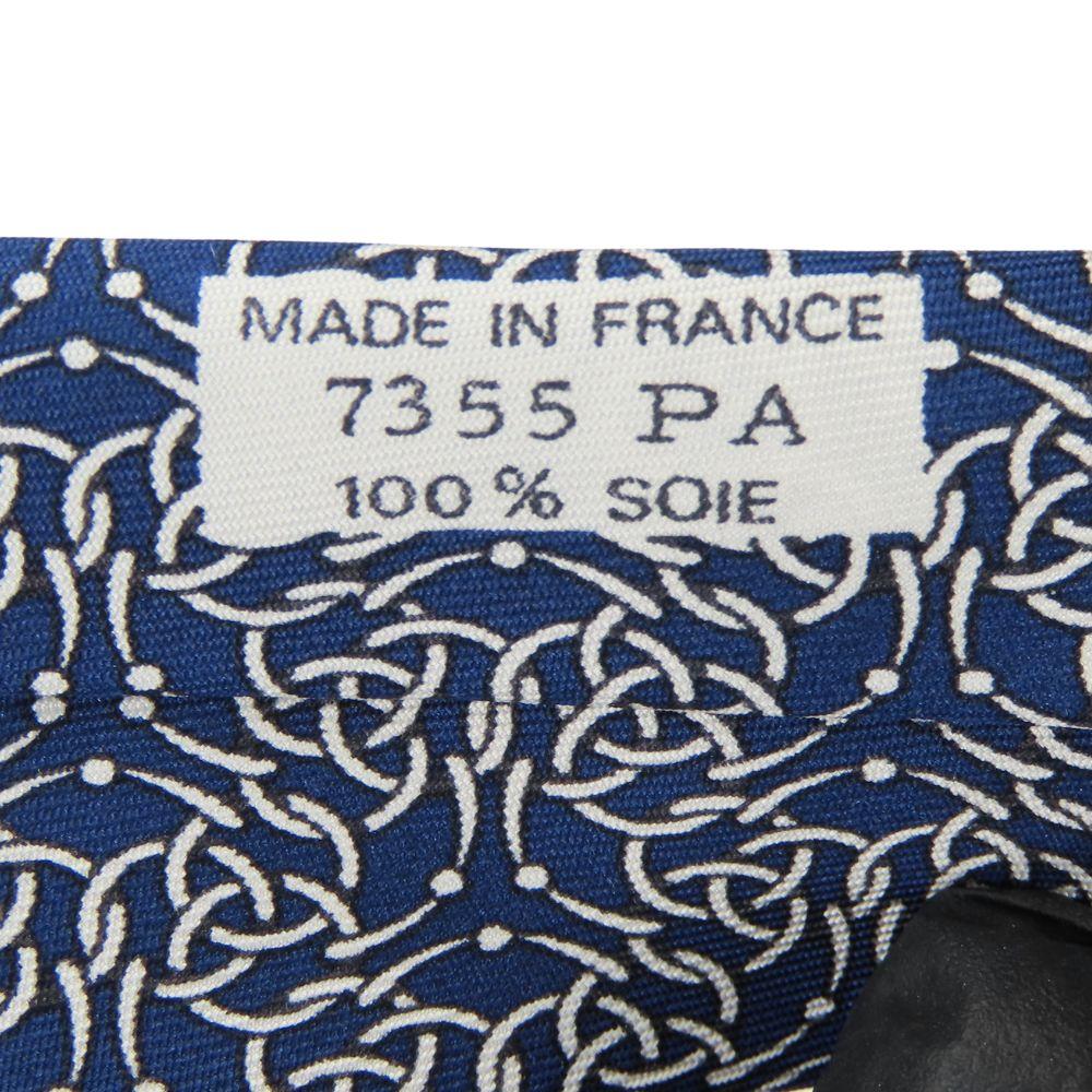 Used HERMES tie Celtic Knots silk Navy white business