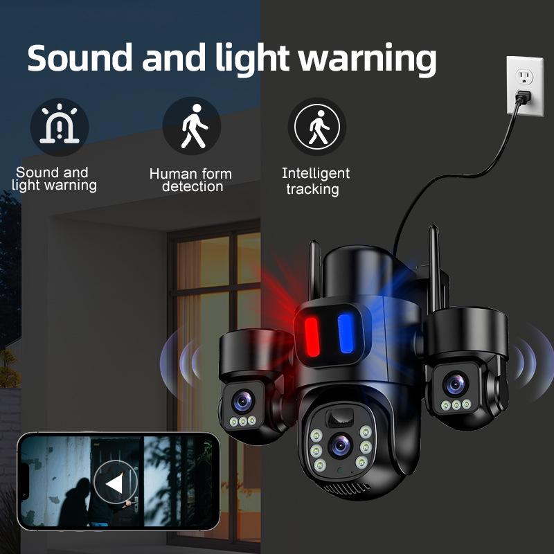 5G Dual-Band WiFi Ultra-Clear Outdoor Camera with 6MP Triple-Lens and 4G Alarm Monitor