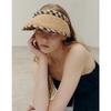 Women Helena Natural Brown Checkline Raffia Sun Cap Dche6e130w3