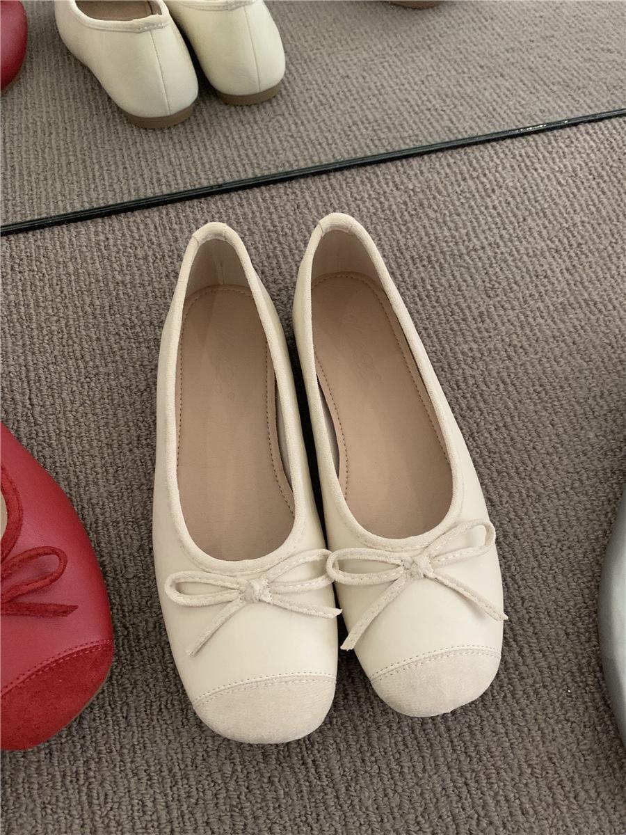 

Вечерние туфли на плоской подошве с бантом, однопедальные туфли, японская обувь для бабушек, весенние и летние туфли Doudou, женская обувь для мам, женская обувь, женская обувь 39 абрикосовый