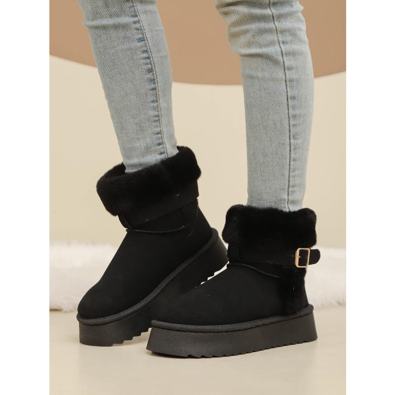 Mid-Calf Snow Boots for Women 2025 Plus Size Winter New Arrival Fashionable Versatile Anti-Slip Warm Thick-Sole Cotton Boots