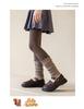 Children's Golden Brown Two-Piece Scrunched Socks & Warm Leggings Set for Autumn/Winter