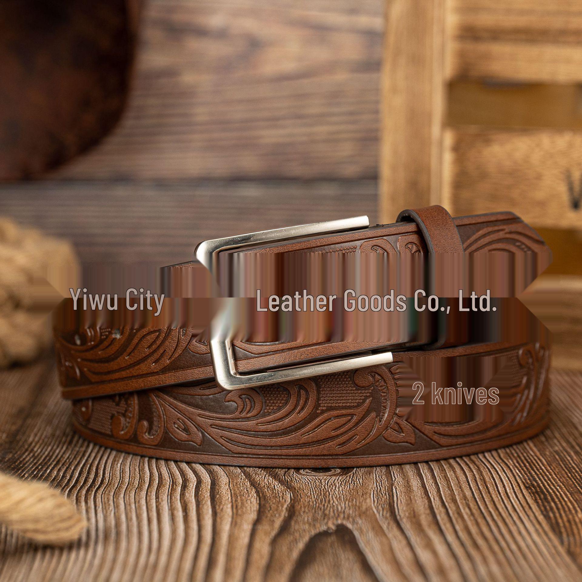 Cross New Retro Curved Phoenix Buckle Leather Unisex Belt 110 cm коричневый