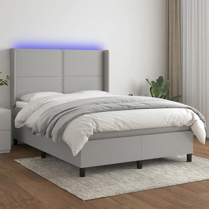 VidaXL Sommier à Lattes de Lit avec Matelas LED, Lit Rembourré, Lit Double, Lit Adulte de Chambre à Coucher Intérieur, 3138237