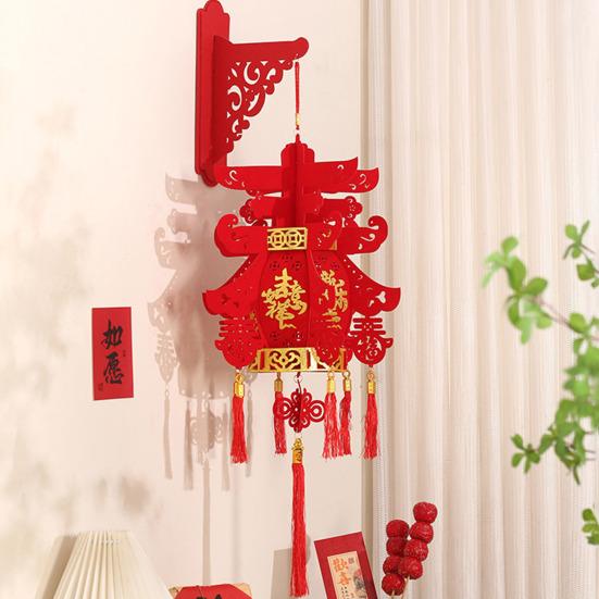 Year of The Horse Lantern Traditional Chinese New Year Decoration with Fabric Hanging Ornament for Door Festive Atmosphere 2026 Spring Festival Decor
