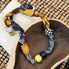 Adjustable Handmade Cloth Floral Necklace Fabric Summer Vacation Fashion Vintage Choker Large Exaggerated Necklace Women Girls