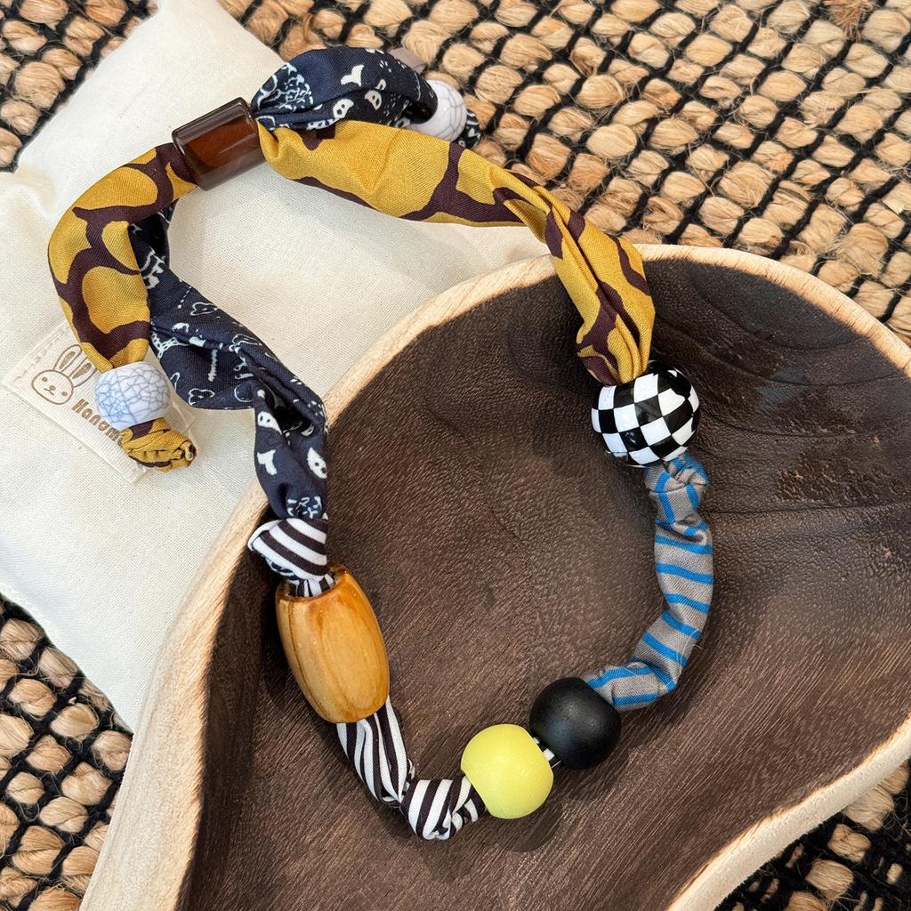 Adjustable Handmade Cloth Floral Necklace Fabric Summer Vacation Fashion Vintage Choker Large Exaggerated Necklace Women Girls