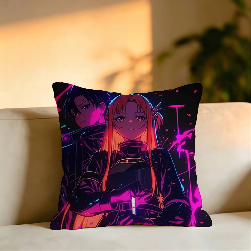 Anime SSword Art Online Pillow Case Square DoubleSided Sofa Cushion Cover Bedroom Bedside Pillow