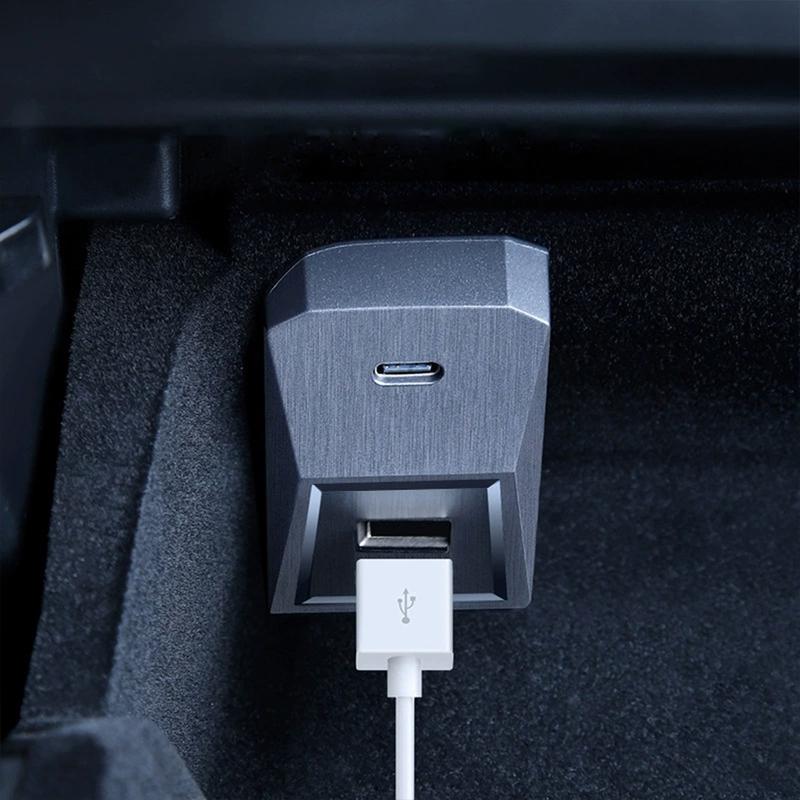 Handschuhfach USB-Hub für Tesla Model 3 Y Highland 2024 2023 2022 Digitales Display Splitter Handschuhfach Dockingstation Datenübertragung