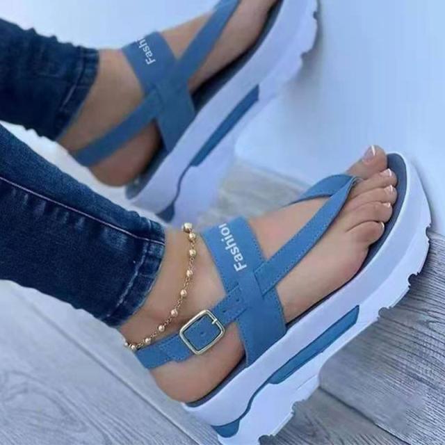 Women 'S Shoes Summer Fashion Open Toe Platform Wedges Female Casual Shoes Buckle Strap Ladies Solid Color Outdoor Sandals