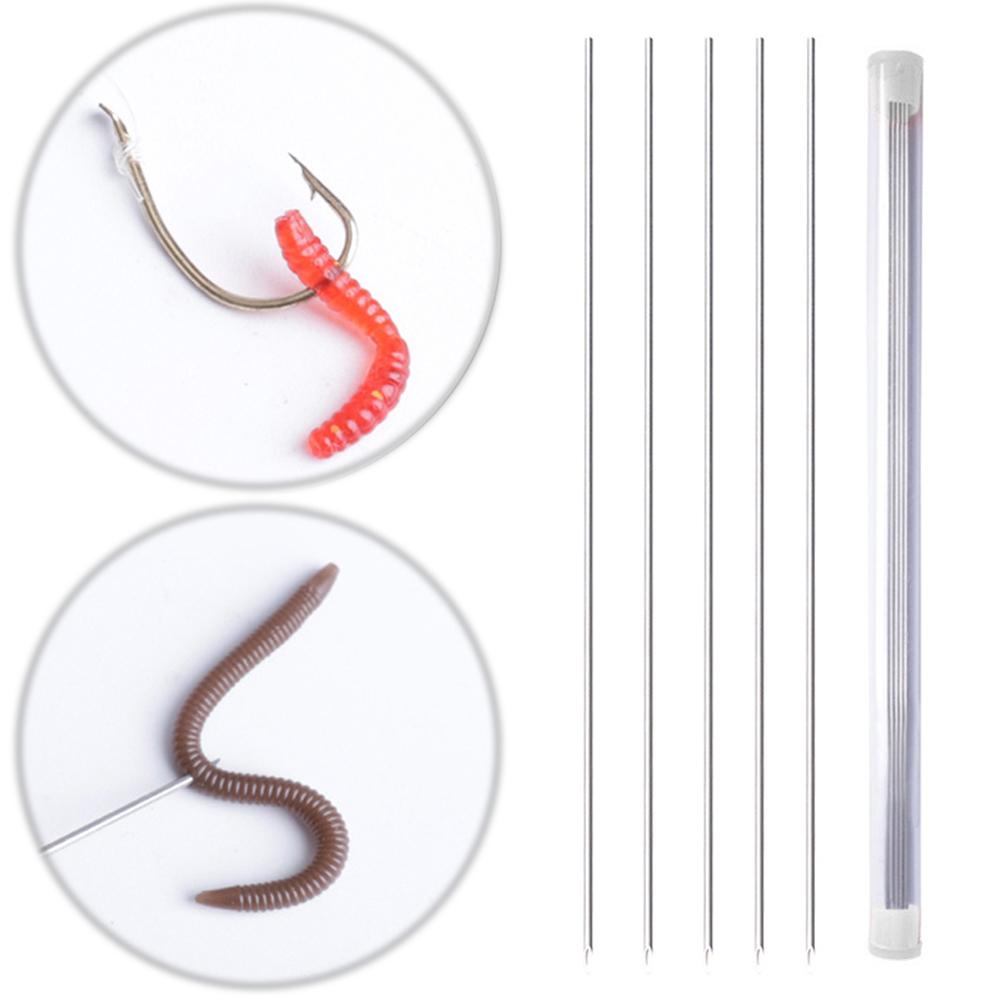 20-5 Piece Stainless Steel Earthworm Hooking Needles 20/25/30cm Portable Hollow Fishing Worm Piercing Tools for Carp Fishing