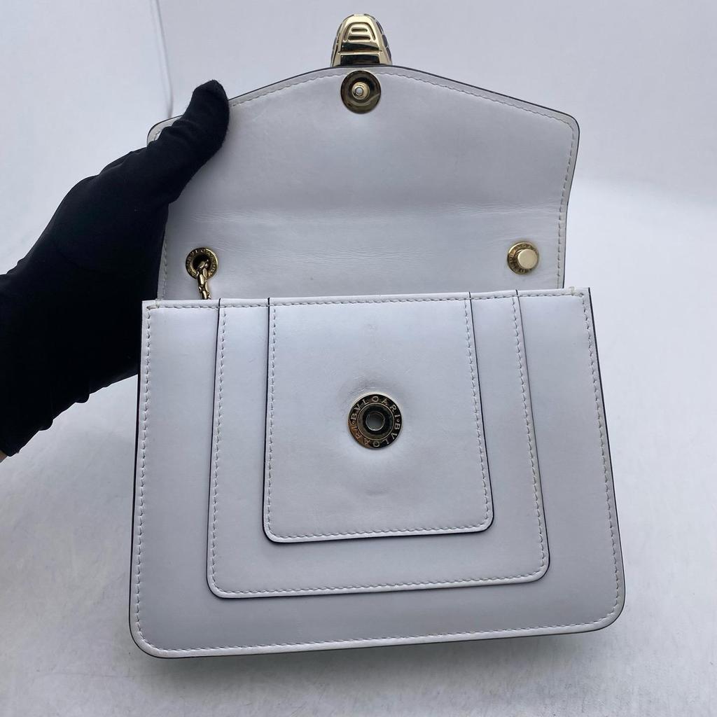 [Pre-Owned] Serpenti Forever Classic Snake Head Clasp Black And White Onyx Enamel Small Calfskin Chain Bag Crossbody Shoulder Bag - Very Good #1U7YLQQ