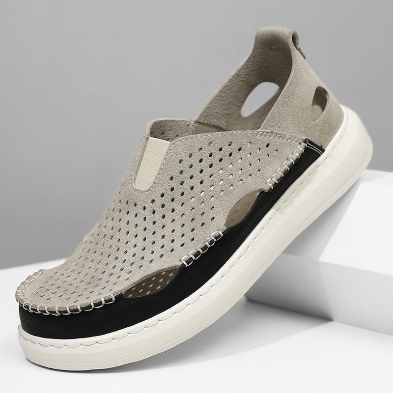 

Men s Fashion Leisure Sandals Male Summer Breathable Trendy Casual Shoes Lightweight and Comfortable Wide Toe Shoes 39 бежевый