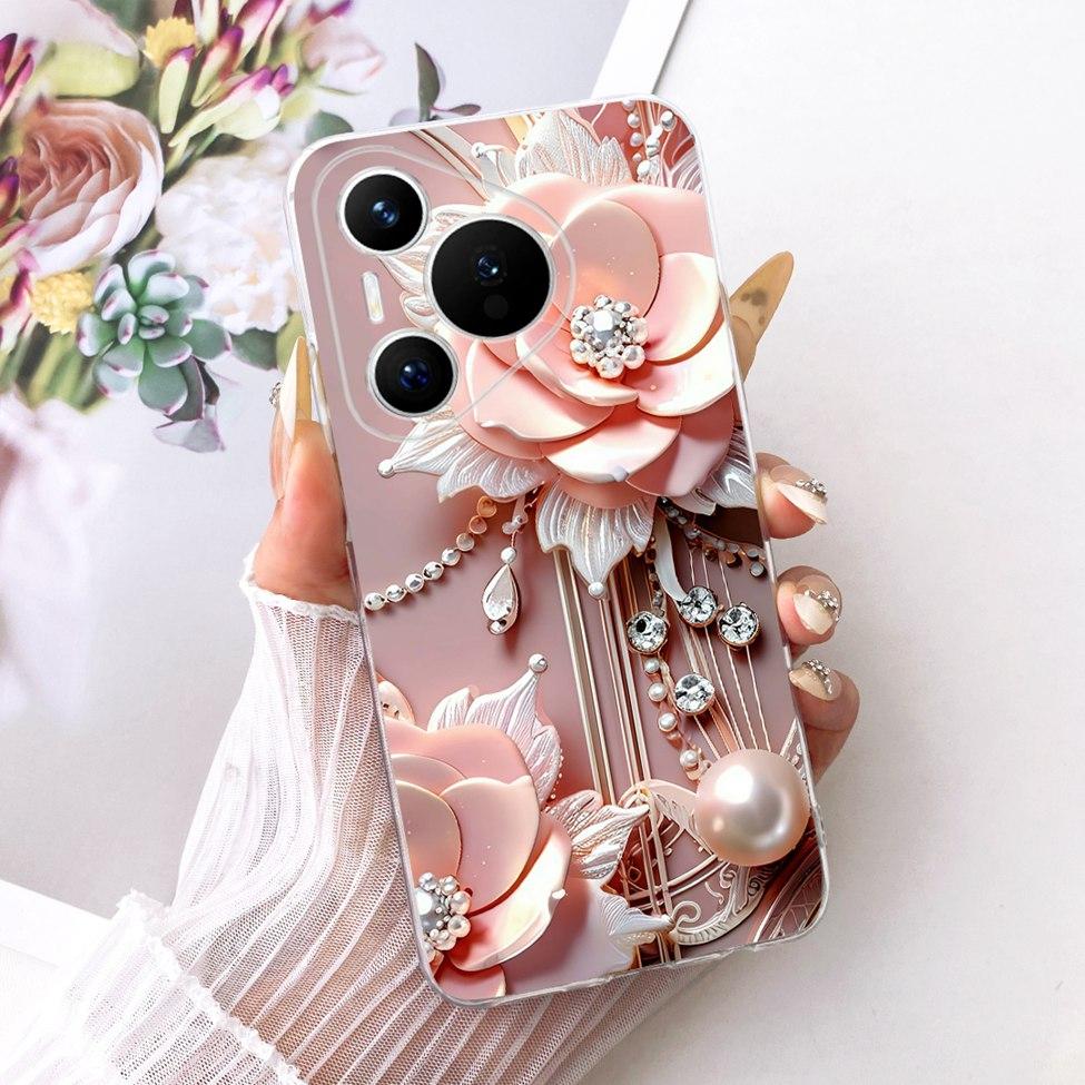 For Huawei Pura 70 Clear Case Aesthetic Luxury Cute Fashion Flowers Funny Painted Casing For Huawei ADY-LX9 ADY-AL00