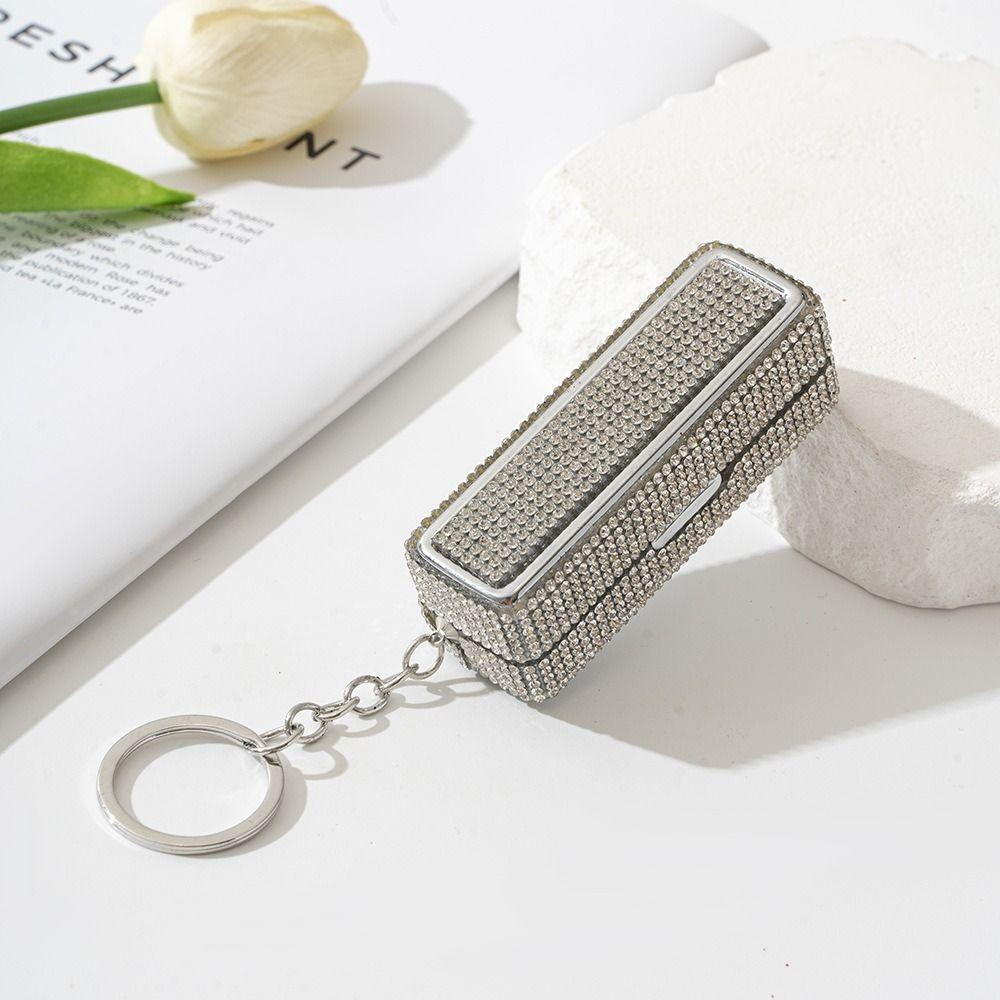 Keychain Lip Gloss Storage Case Bling Portable Lipstick Holder Rhinestone Lipstick Box Purse