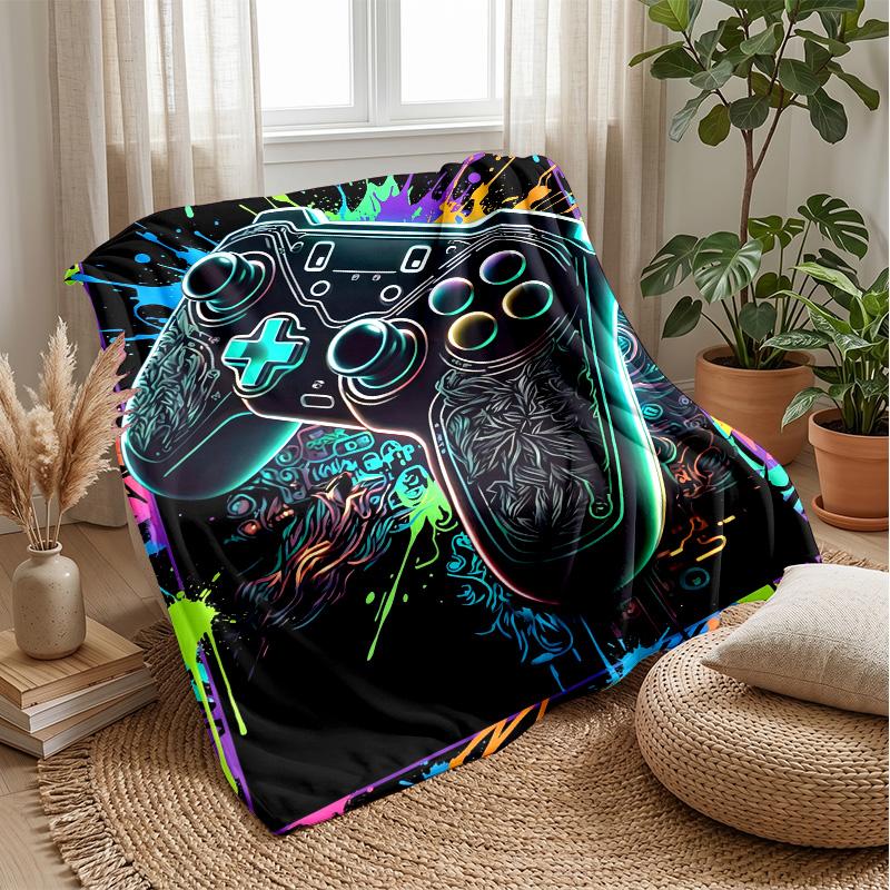 Neon Game Controller Art Theme blanket Lightweight Warm Flannel Blanket Decorative Throw Blanket for Home Decoration