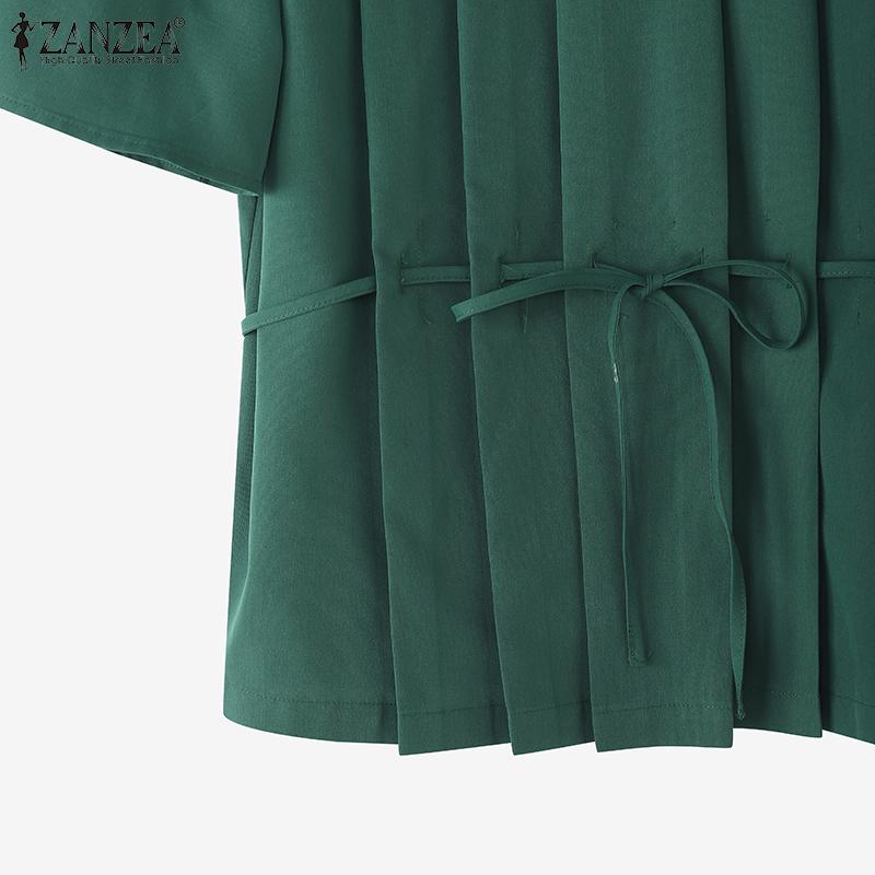 ZANZEA Women Casual V-Neck Summer Short Sleeve Blouse