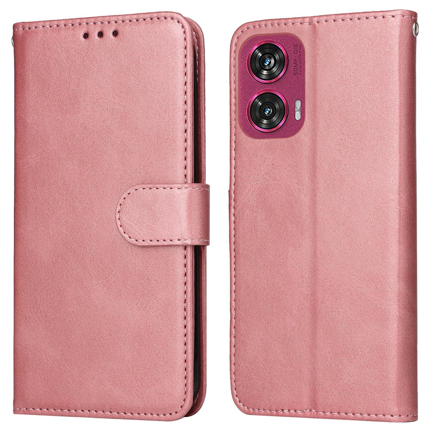 

For Motorola Edge 50 Fusion 5G Case Wallet PU Leather Folio Flip Phone Cover Pink