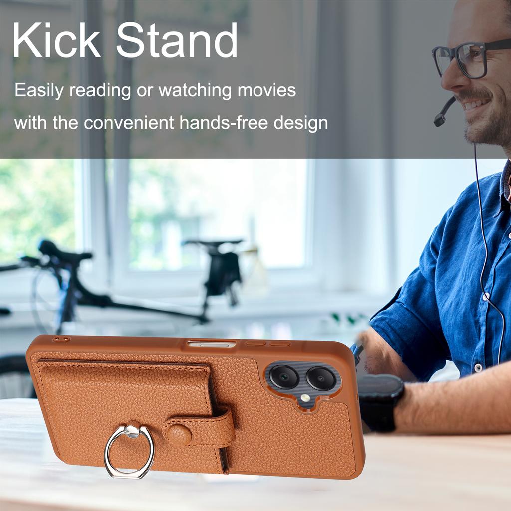 For Samsung Galaxy A07 4G/A06 4G/5G Case with Ring Kickstand Drawing Type Card Slots Leather Back Cover