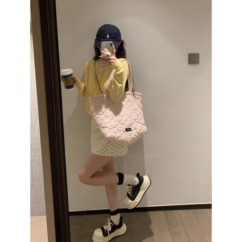 Lazy Milky Yellow Cardigan Fancy Gentle Fake Two-Piece