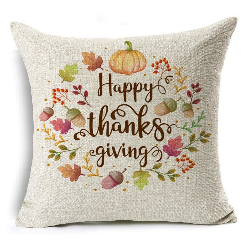 New Thanksgiving Pumpkin Linen Pillow Cover Festive Home Decoration Pillow Cushion Cover