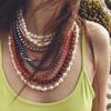 User Friendly Layering Beaded Necklace Colorful Imitation Pearls Neckchain Stylish Accessory For Casual Event