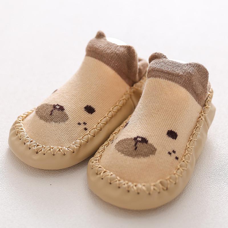 Children's Cartoon Fox Non-Slip Leather Toddler Socks Shoes