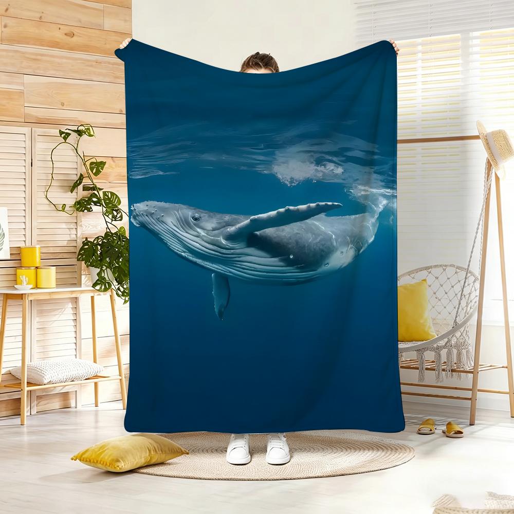 Anime Whale Throw Lightweight G Flannel Blanket Soft Skinfriendly for Summer Cooling
