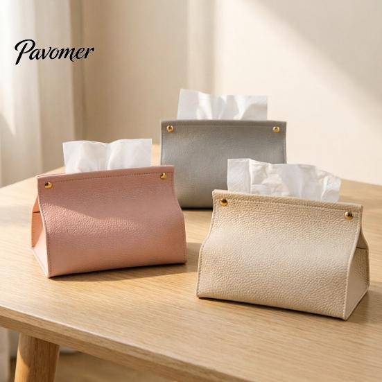 Flexible PVC Tissue Box Cover Box, Easy Open Waterproof Leather Design, Simple Double-sided Case Style Durable Anti-Crack Dispenser for Home