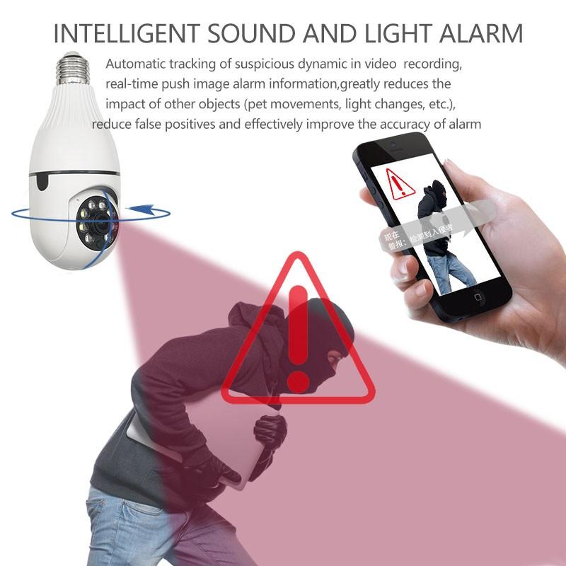 3MP E27 Intelligent menneskelig sporingsalarm Fullfarge Nattsyn Toveis IntercomCamera Dual Light Surveillance Security Cctv-kamera