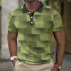 Fashionable Geometric Color Blocked Pattern 3D Digital Printing Men's Comfortable Polo Shirt