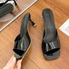 Women Slippers High Heeled Slippers Women Sandals New Summer Thin Heels Square Toes Sexy Outside Slippers Chanclas Mujer