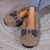 Cross-border versatile bow Doudou shoes fluffy bag heels home warm plush cute non-slip casual shoes
