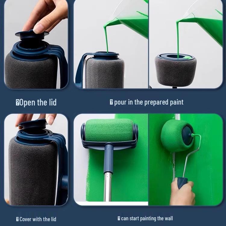 Newcomer Discount: Household Latex Paint Roller with Telescopic Handle and Self-Priming Sponge