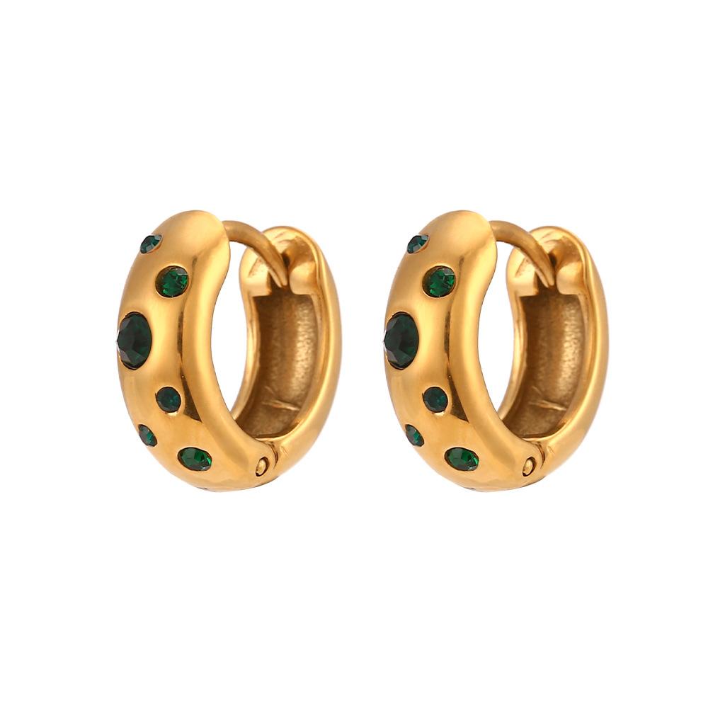 Minimalist Luxury Huggie Colorful Zircon Earring Jewelry Hoop Earrings Gold Plated Stainless Steel Earrings NORMAL&Mini huggie hoop earrings