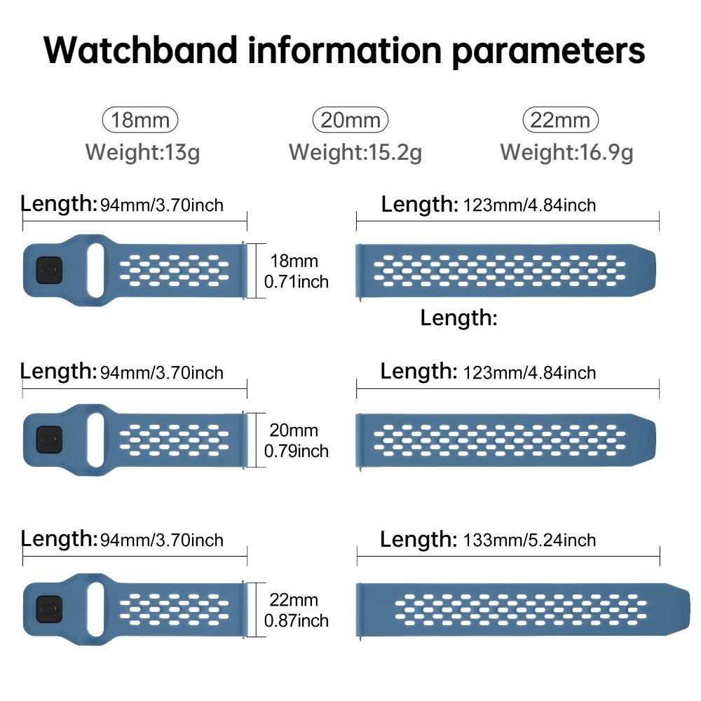 18mm 20mm 22mm hole Silicone Band for Samsung Galaxy Watch 8 7 6 5 4 for Huawei GT5 4 3 GT2 pro bracelet for Garmin Vivoactive 4 strap