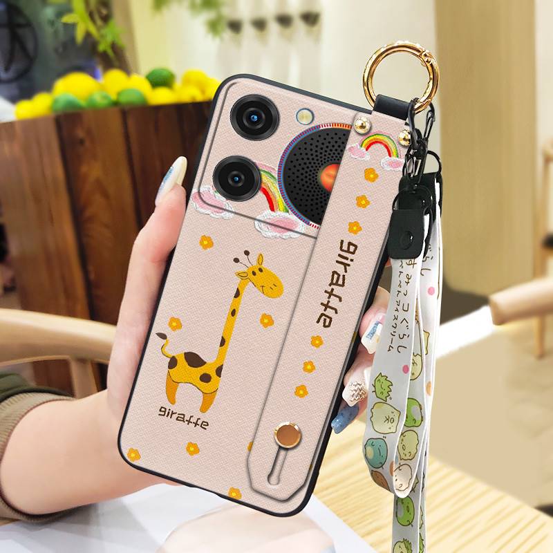 Silicone Wrist Strap Phone Case For ZTE Nubia Music Lanyard Durable Wristband Soft Case Ring Anti-knock Cartoon Cute