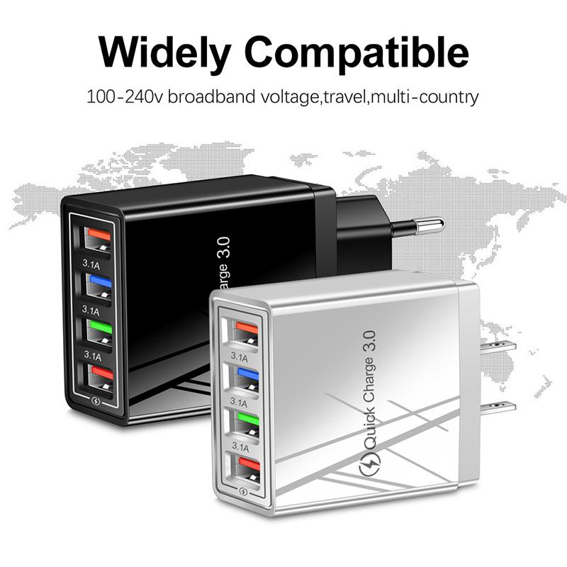 Eu Us Plug Usb Charger Multi Port 4 Usb Quick Charging For Phone Adapter Tablet Portable Wall Charger Fast Charger For Poco