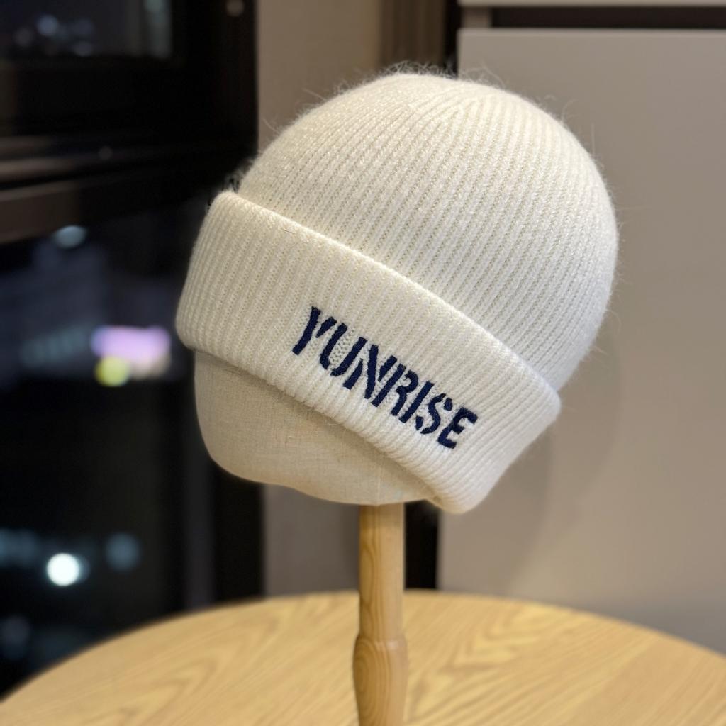 Bestickte Wollmütze für Herren im Winter Koreanische Version Vielseitig Verdickt und Warm Großer Kopfumfang Kältehut für Paare Trendig