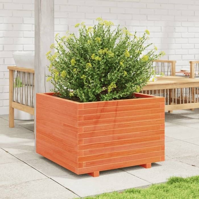 VidaXL Planter Wax Brown 70x70x49.5 Cm Solid Pine Wood, Outdoor Planter, Flower Box, Tomato Planter, 3282526