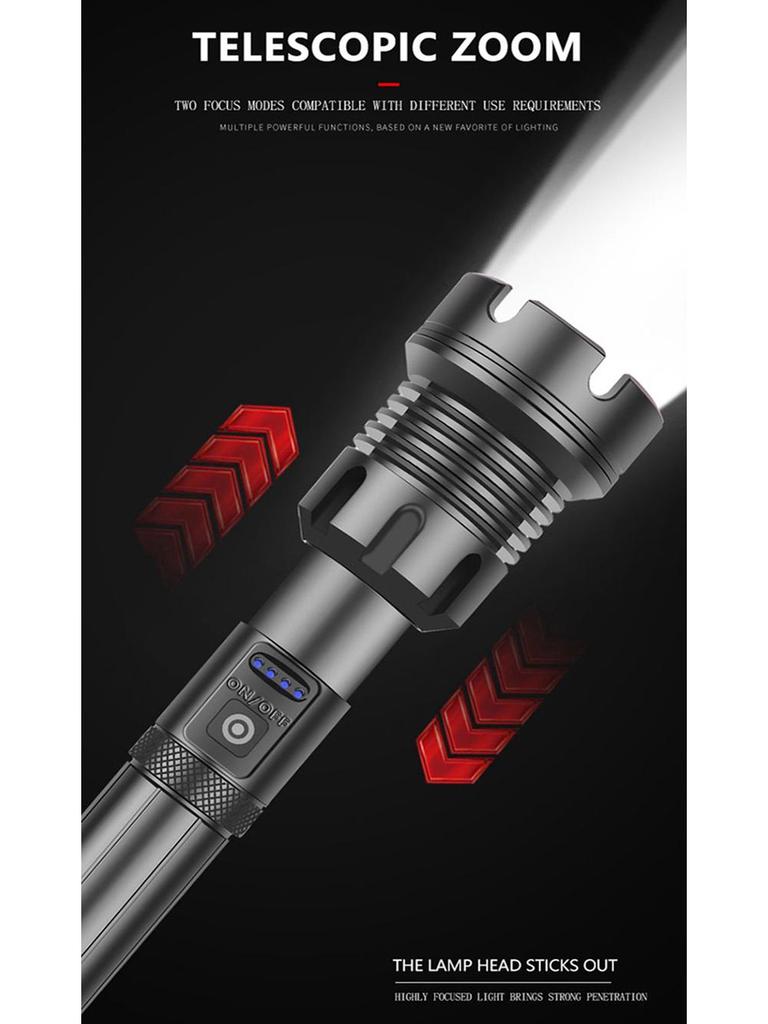 High-Powered Outdoor Flashlight - XHP160 & P90/P70 Emergency Rechargeable Camping Light