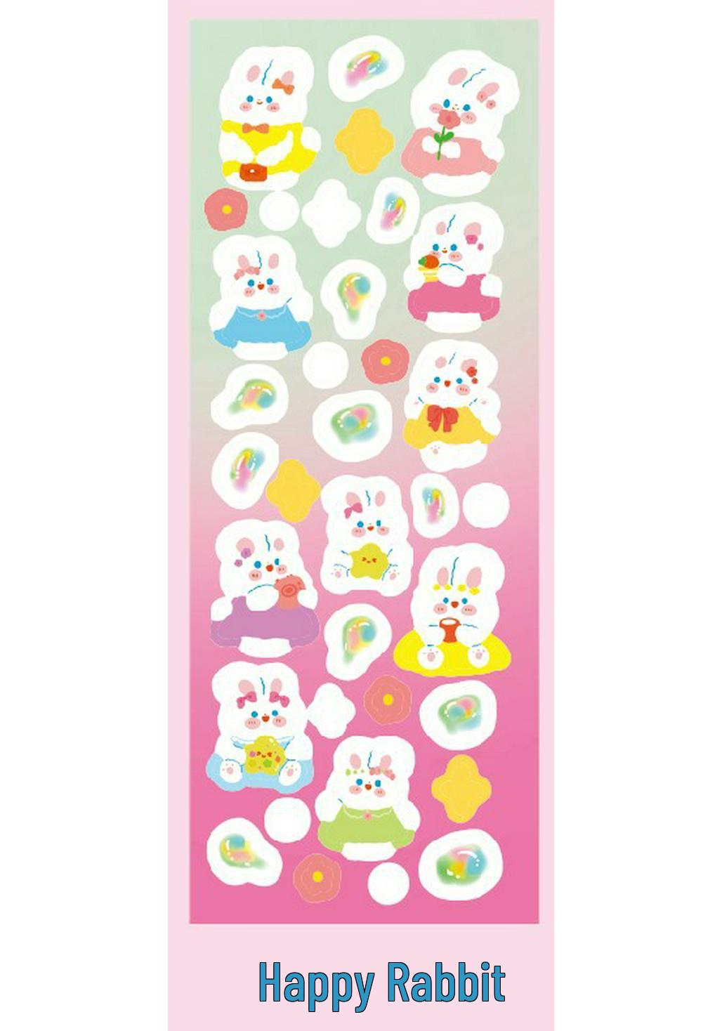 Korean Style PVC Waterproof Cartoon Animal Stickers - Cute & Small for DIY Journals