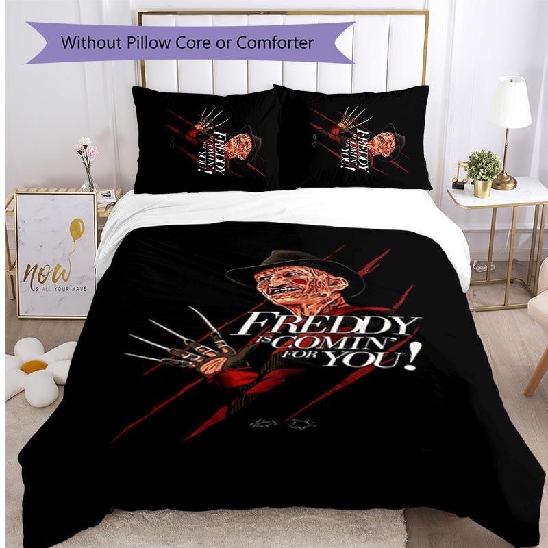 Freddy Krueger Printed 3PCS Bedding Set Soft Breathable Duvet Cover Pillowcases Set Washable Bedroom Decor Home Gift
