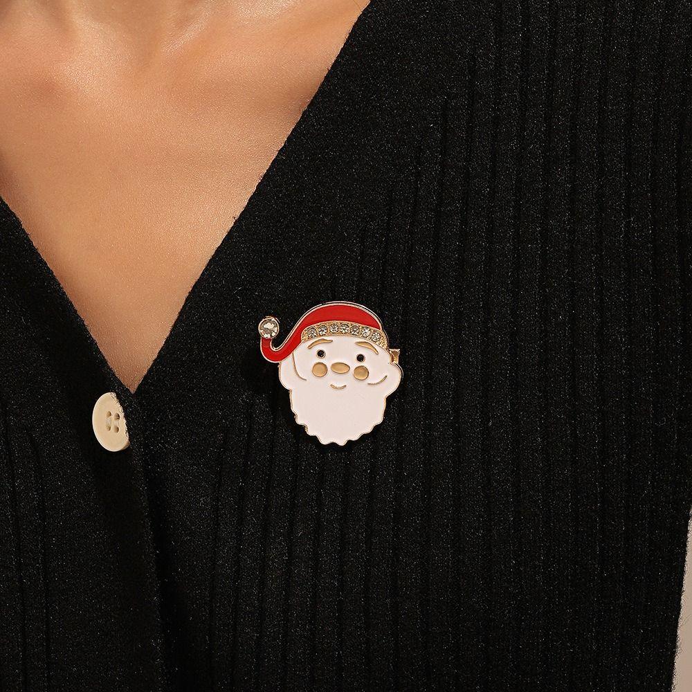 Bell Christmas Brooch Snow Man Dripping Oil Lapel Pin Personality Santa Claus Enamel Pins  Women