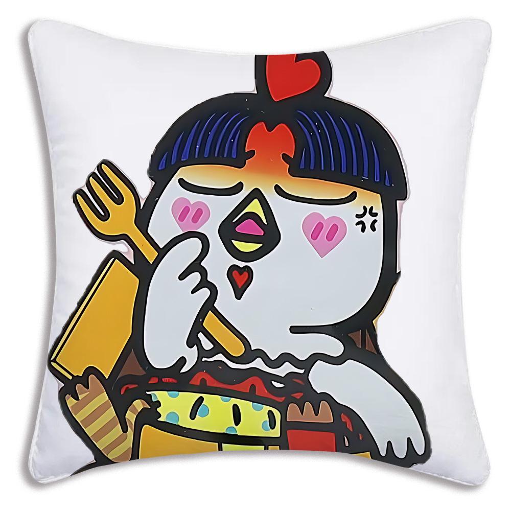 Kwaii Anime B-Buldaks Pillow Covers Cartoon Sofa Decorative Home Double-sided Printing Short Plush Cute Cushion Cover