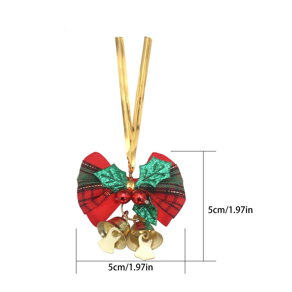 2PCS Christmas Bows with Bells Christmas Bowknot DIY Craft Ornaments Xmas Tree Hanging Decor 2026 New Year Home Decor